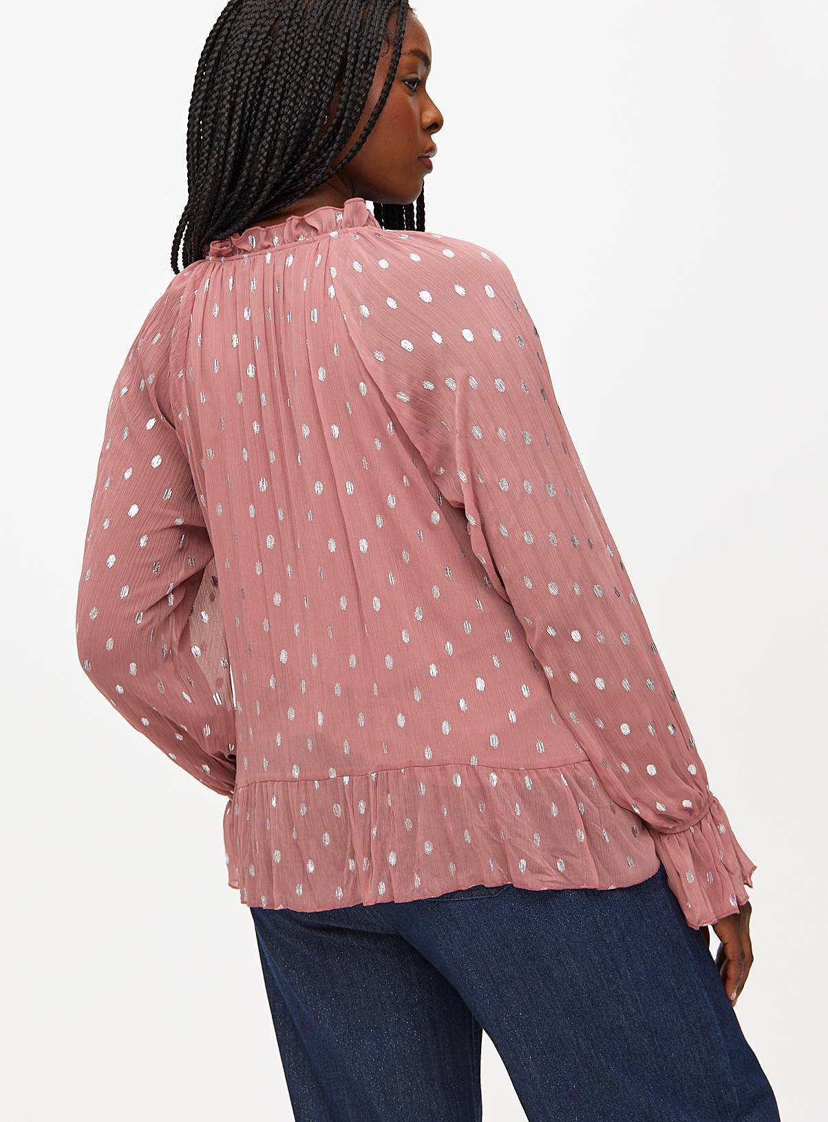 Pink Chiffon Foil Print Romantic Blouse 10 - Image 4